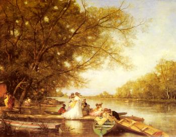 Ferdinand Heilbuth : Boating Party On The Thames